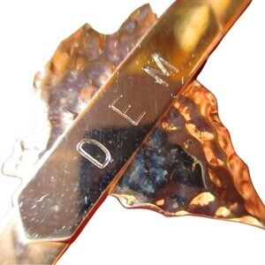Vintage Pioneer Gold-Tone Tie Bar Clip With Text "DEM" & Arrowhead Design